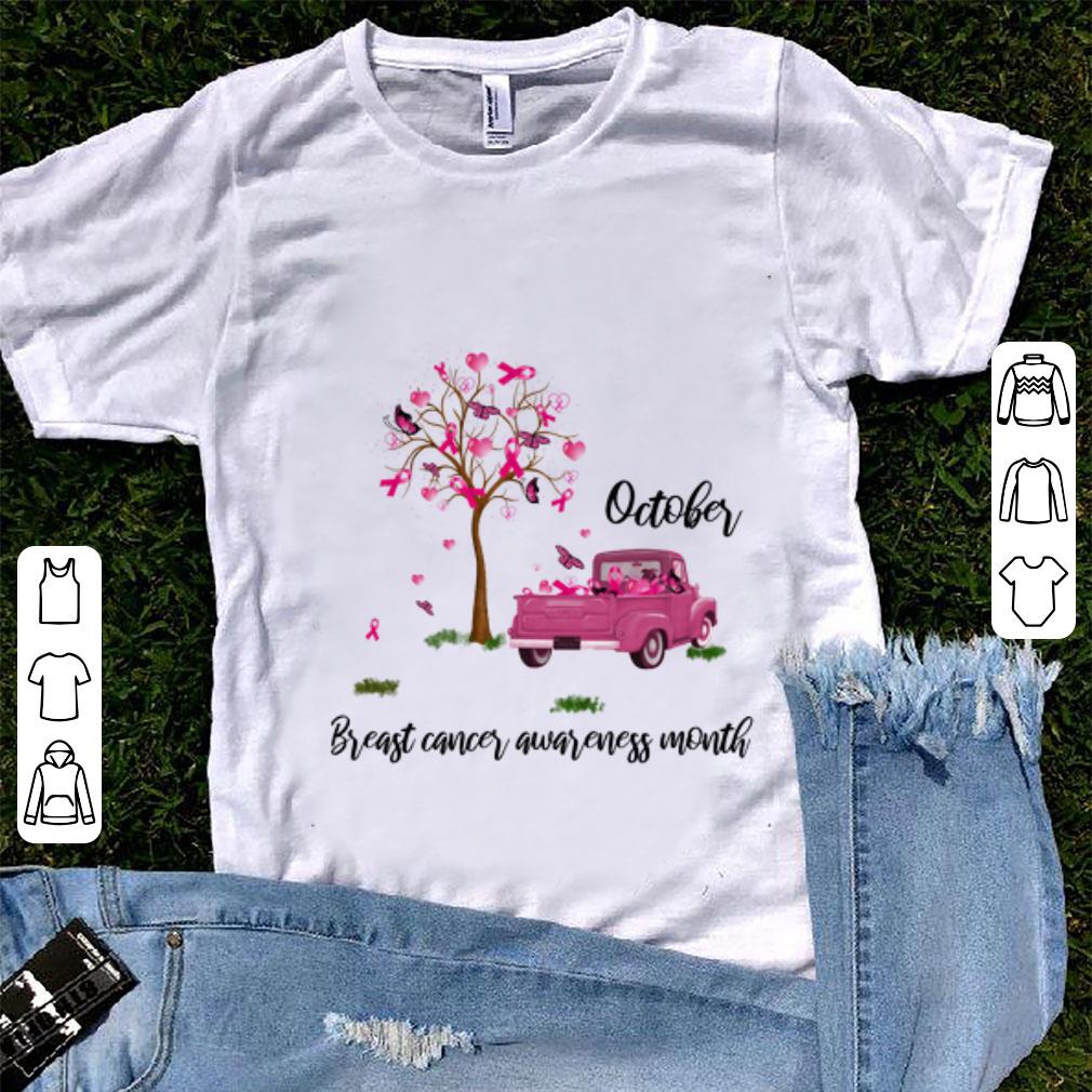 Premium Car and tree October breast cancer awareness month shirt 1 - Premium Car and tree October breast cancer awareness month shirt