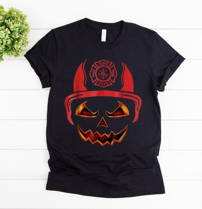 Premium Firefighter pumpkin Face Funny Halloween Costume shirt 1 - Premium Firefighter pumpkin Face Funny Halloween Costume shirt