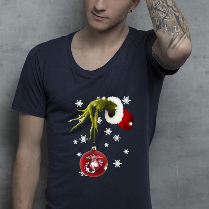 Awesome Grinch holding US Marines Ornament Christmas shirt 4 - Awesome Grinch holding US Marines Ornament Christmas shirt