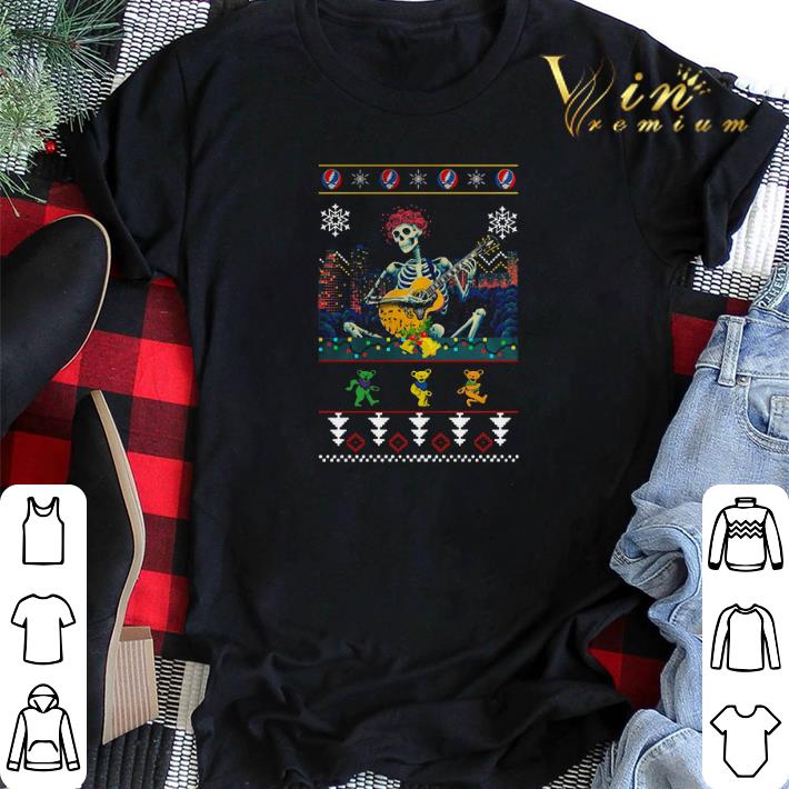 Grateful Dead guitarist skeleton dancing bears ugly Christmas shirt sweater 2 - Grateful Dead guitarist skeleton dancing bears ugly Christmas shirt sweater