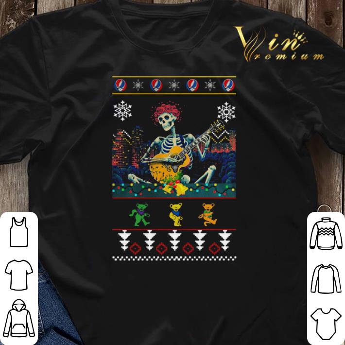 Grateful Dead guitarist skeleton dancing bears ugly Christmas shirt sweater 3 - Grateful Dead guitarist skeleton dancing bears ugly Christmas shirt sweater