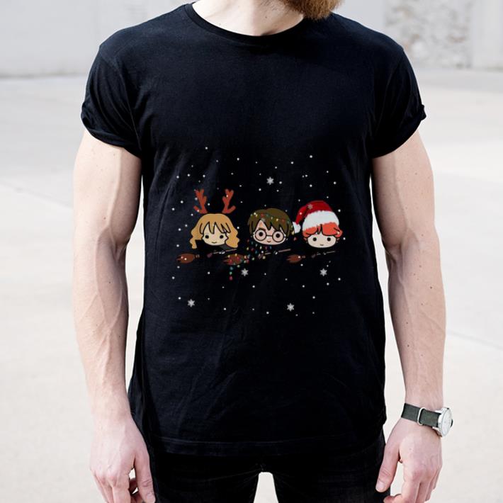 Great Harry Potter chibi riding a broom Christmas shirt 4 - Great Harry Potter chibi riding a broom Christmas shirt