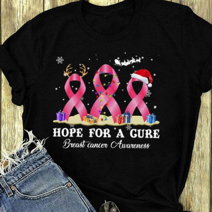 Premium Breast Cancer Ribbon hope for a cure Breast cancer awareness Christmas shirt 4 1 - Premium Breast Cancer Ribbon hope for a cure Breast cancer awareness Christmas shirt