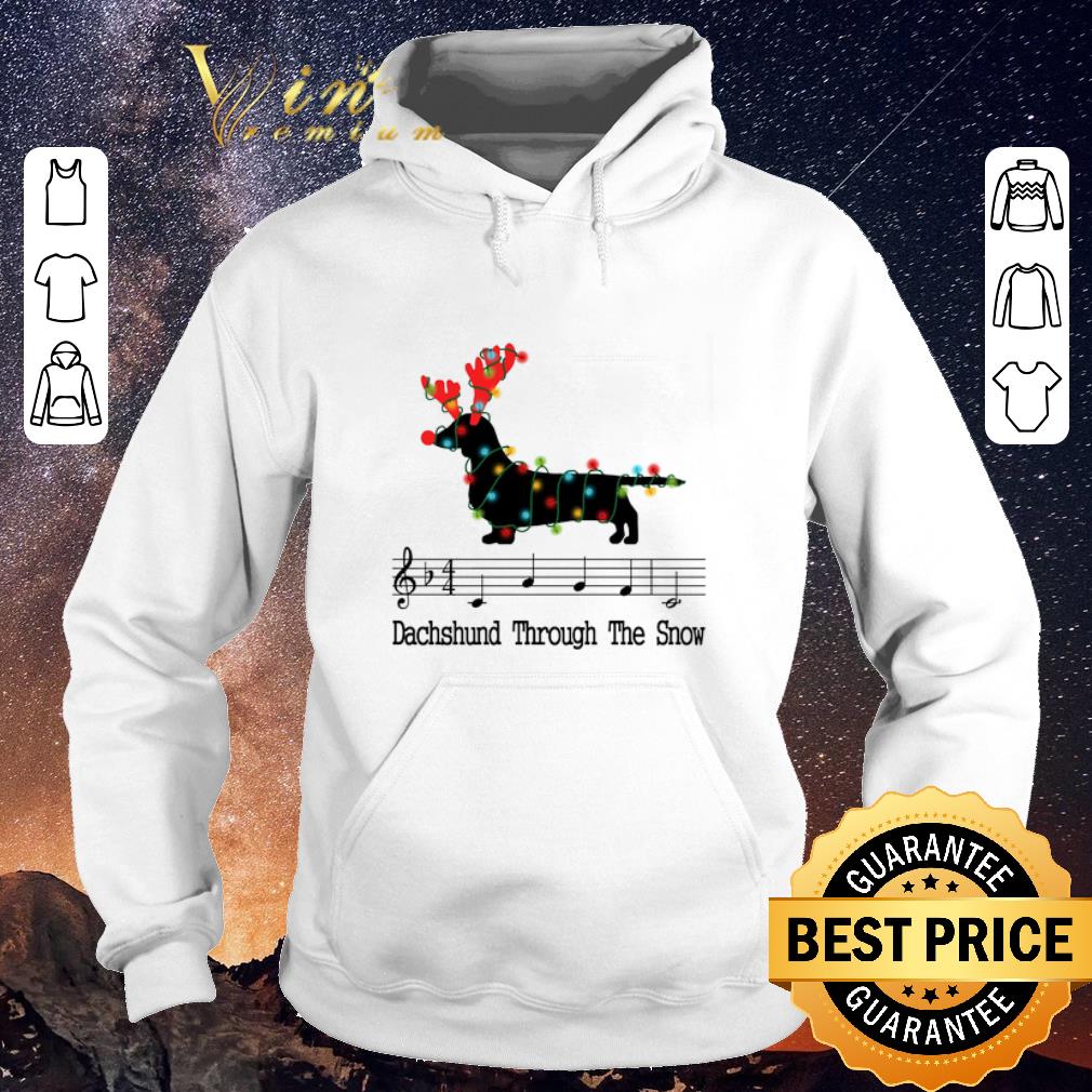 Premium Music note Dachshund through the snow Christmas shirt sweater 4 - Premium Music note Dachshund through the snow Christmas shirt sweater