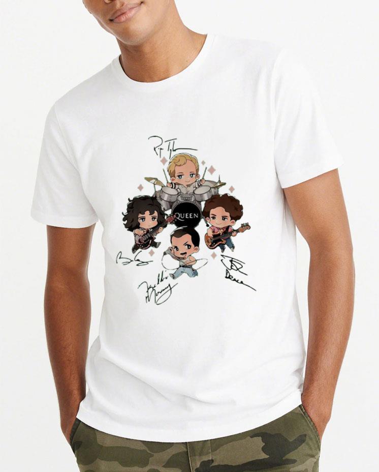 Premium Queen Band Chibi Friends Signatures shirt 4 - Premium Queen Band Chibi Friends Signatures shirt