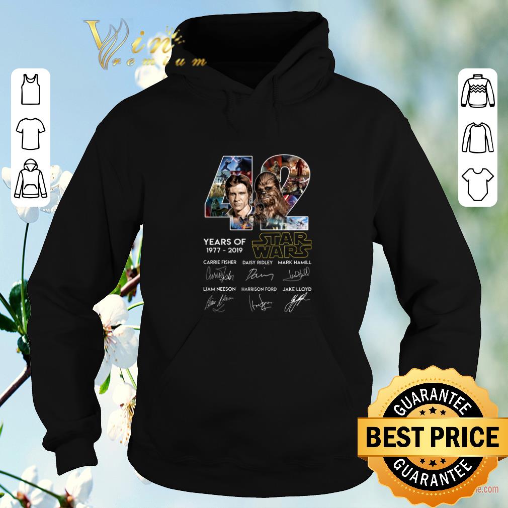 Premium Signatures Han Solo Chewbacca 42 years of 1977 2019 Star Wars shirt 4 - Premium Signatures Han Solo Chewbacca 42 years of 1977 2019 Star Wars shirt