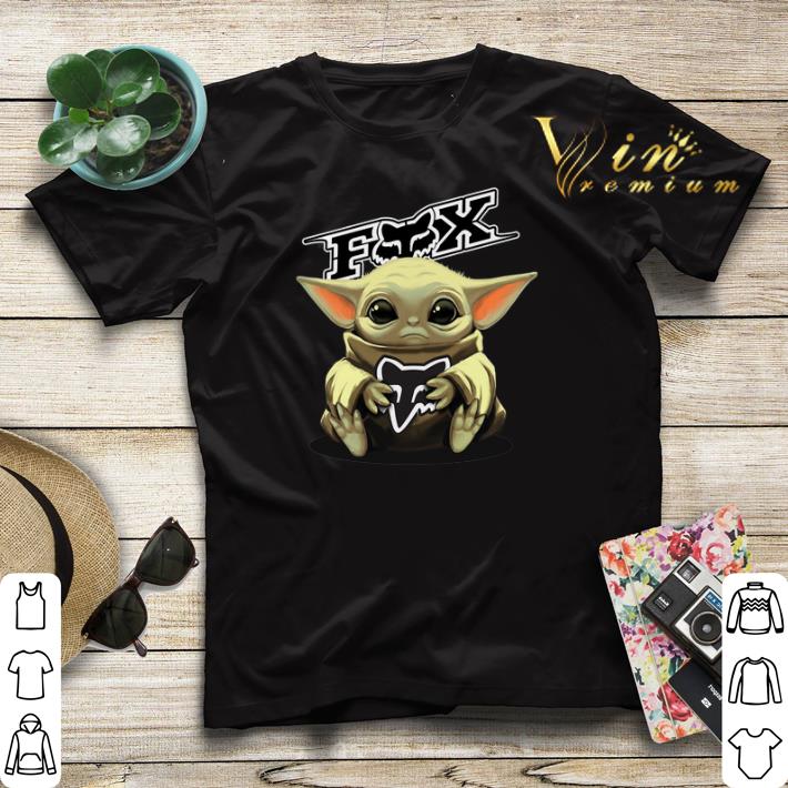 Baby Yoda hug Fox Racing Mandalorian shirt sweater 4 - Baby Yoda hug Fox Racing Mandalorian shirt sweater