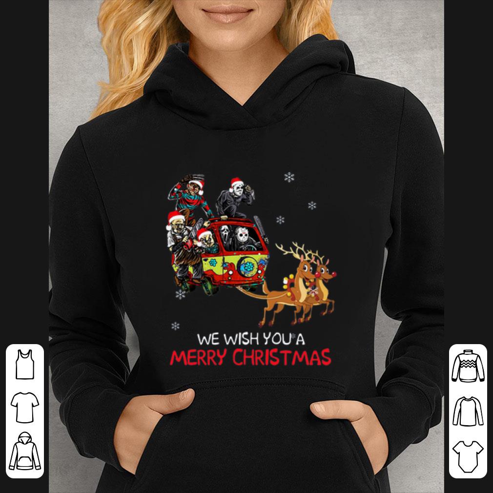 Official Horror character Hippie car riding Reindeer we wish you a merry christmas shirt 4 - Official Horror character Hippie car riding Reindeer we wish you a merry christmas shirt