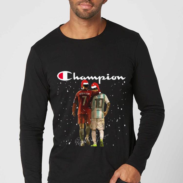 Original Champion Santa Ronaldo And Messi Signatures Christmas shirt 4 - Original Champion Santa Ronaldo And Messi Signatures Christmas shirt