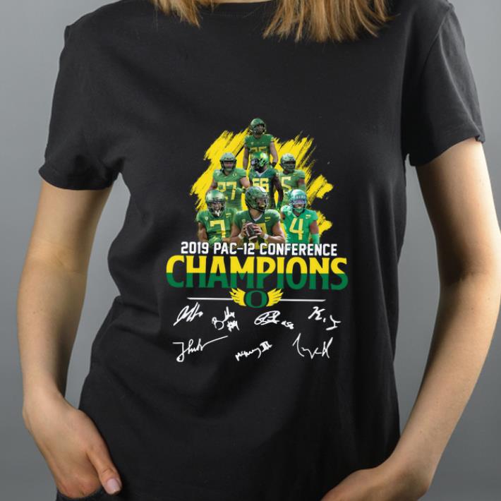 Original Oregon Ducks 2019 pac 12 conference champions players signatures shirt 4 - Original Oregon Ducks 2019 pac 12 conference champions players signatures shirt