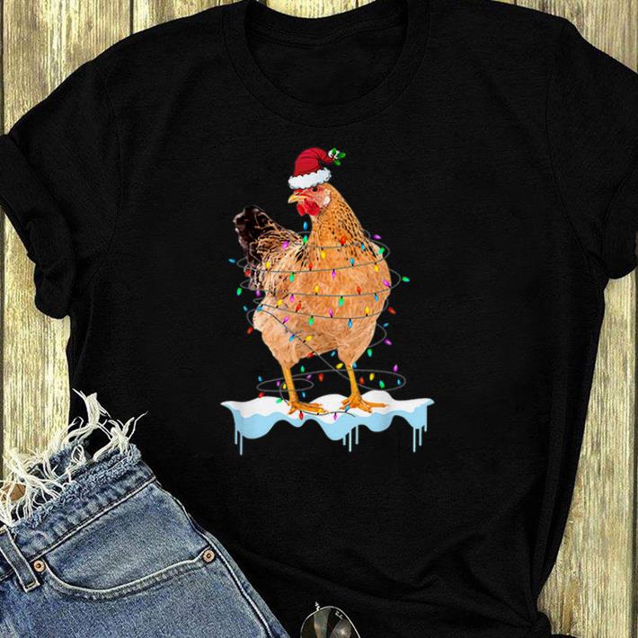 Premium Chicken Lights Santa Hat Christmas Chicken Lover Xmas shirt 4 - Premium Chicken Lights Santa Hat Christmas Chicken Lover Xmas shirt