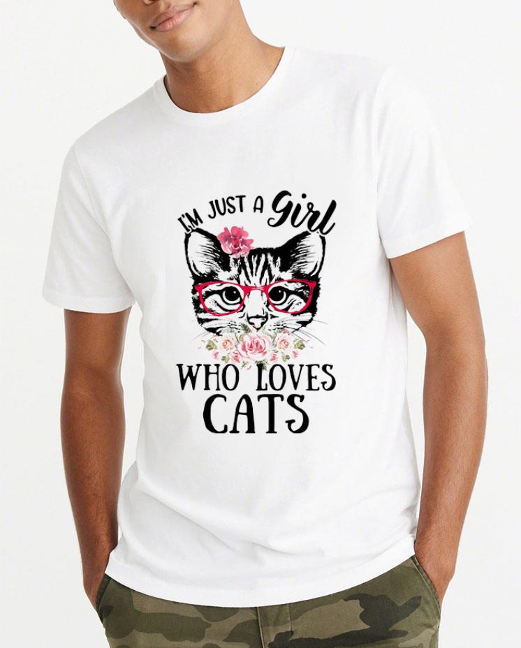 Funny I m Just A Girl Who Loves Cats Floral shirt 4 - Funny I’m Just A Girl Who Loves Cats Floral shirt