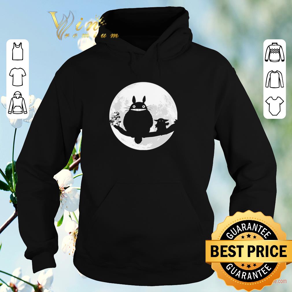 Funny Totoro and Baby Yoda on the tree under moon light Studio Ghibli shirt sweater 4 - Funny Totoro and Baby Yoda on the tree under moon light Studio Ghibli shirt sweater