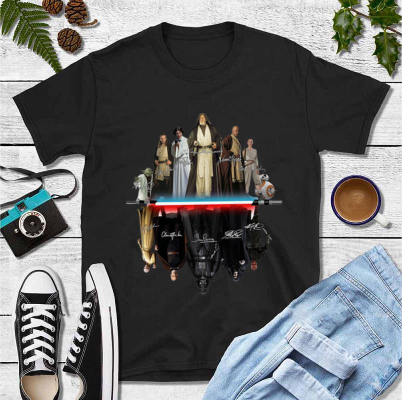 Nice Star Wars characters water mirror signatures shirt 4 - Nice Star Wars characters water mirror signatures shirt