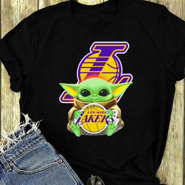 Nice Star Wars Baby Yoda hug Los Angeles Lakers logo shirt 4 - Nice Star Wars Baby Yoda hug Los Angeles Lakers logo shirt
