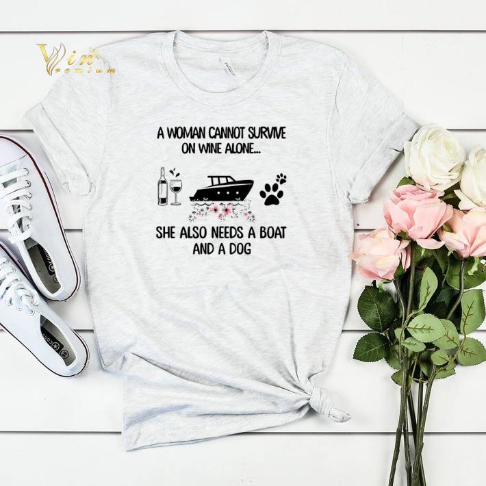 A woman cannot survive on wine alone she also needs a boat dog paw flower shirt sweater 4 - A woman cannot survive on wine alone she also needs a boat dog paw flower shirt sweater