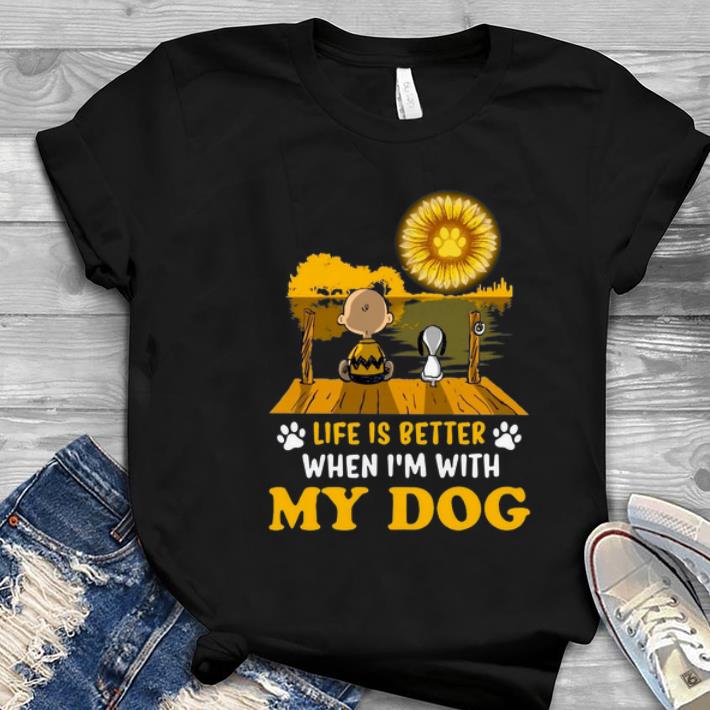 Great Snoopy And Charlie Brown Life Is Better When I m With My Dog Sunflower shirt 1 - Great Snoopy And Charlie Brown Life Is Better When I’m With My Dog Sunflower shirt