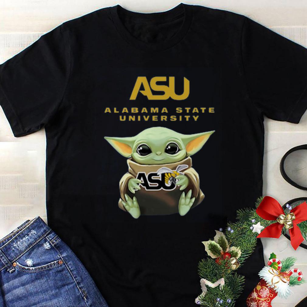 Premium Baby Yoda Hug Alabama State University shirt 1 - Premium Baby Yoda Hug Alabama State University shirt