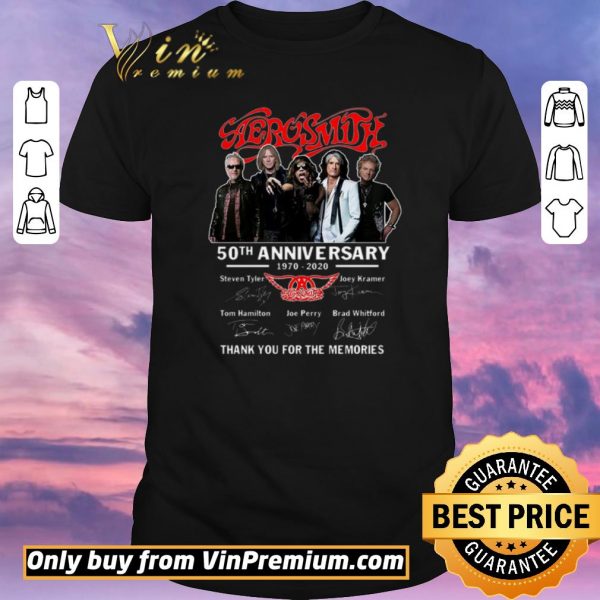 Pretty Aerosmith 50 Th Anniversary 1970 2020 Signature Thank You For The Memories shirt sweater
