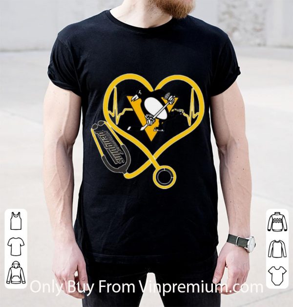 Official Pittsburgh Penguins Nurse Heart Stethoscope Heartbeat shirt