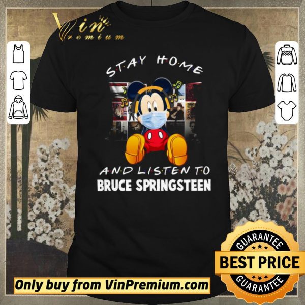 Awesome Mickey Mouse Mask Stay Home And Listen To Bruce Springsteen shirt sweater