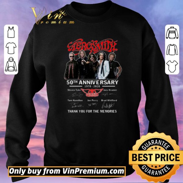 Pretty Aerosmith 50 Th Anniversary 1970 2020 Signature Thank You For The Memories shirt sweater