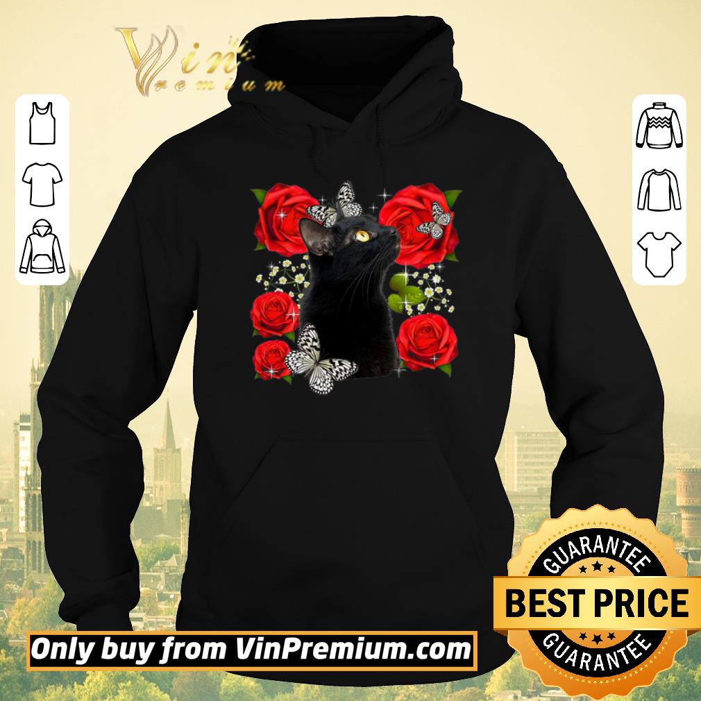 48f907bc nice black cat rose flowers butterfly shirt sweater 4 - Nice Black Cat Rose Flowers Butterfly shirt sweater