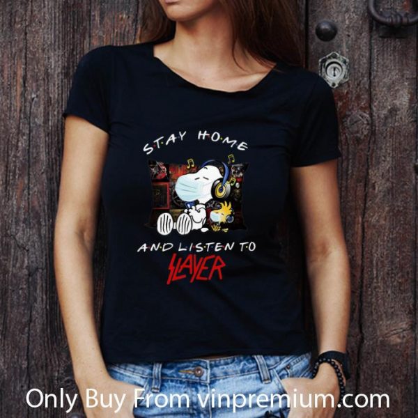 Great Snoopy And Woodstock Stay Home And Listen To Slayer shirt