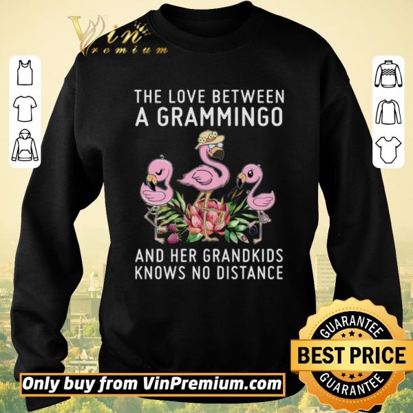 Premium Flamingo The Love Between A Grammingo And Her Grandkids Knows No Distance shirt sweater