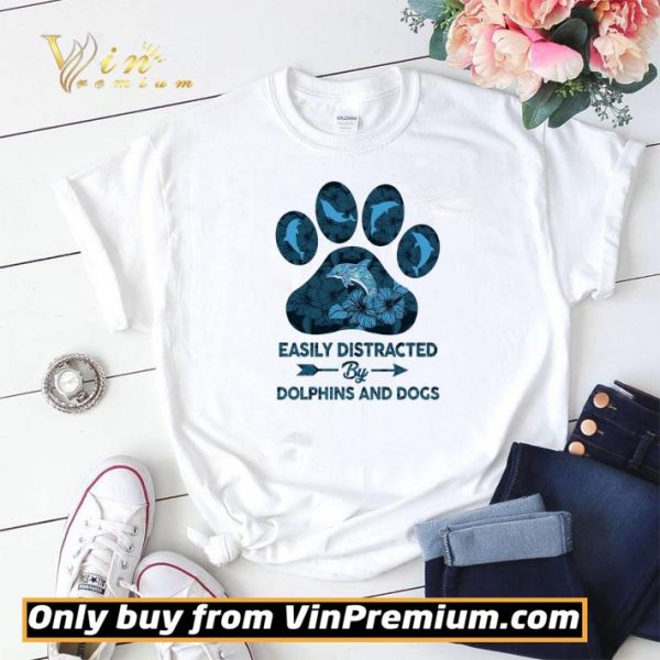Dog Paw Dolphins Easily Distracted By Dolphins And Dogs shirt sweater