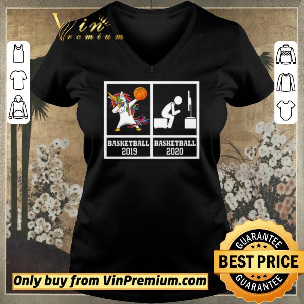 Funny Dabbing Unicorn Basketball 2019 And Basketball 2020 Stay Home shirt sweater