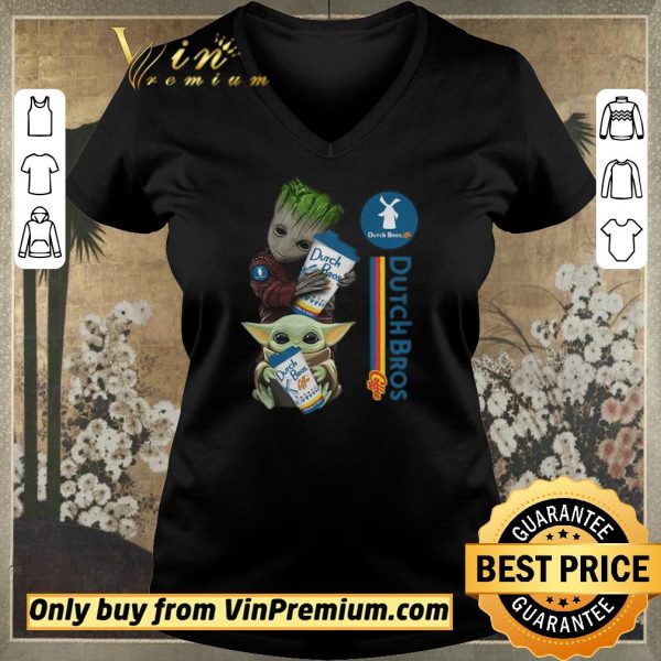 Official Baby Yoda And Baby Groot Hug Dutch Bros Coffee shirt sweater