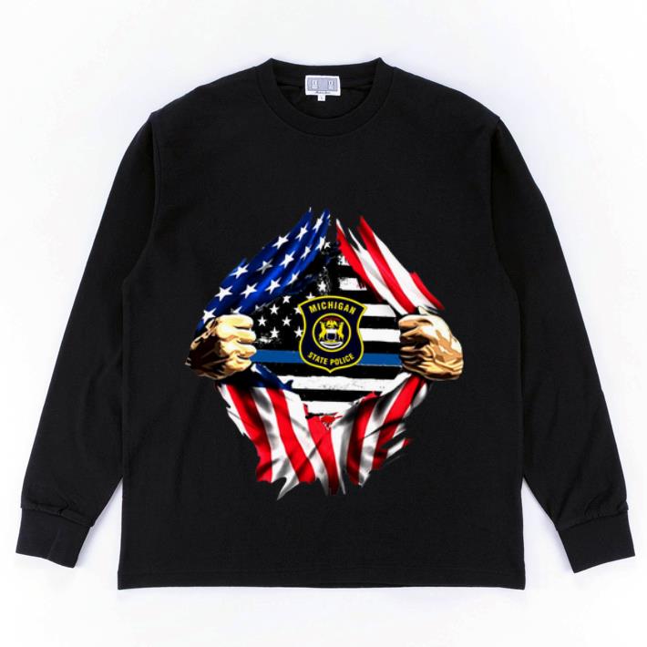 Original Michigan State Police American Flag Blood Inside shirt 4 - Original Michigan State Police American Flag Blood Inside shirt