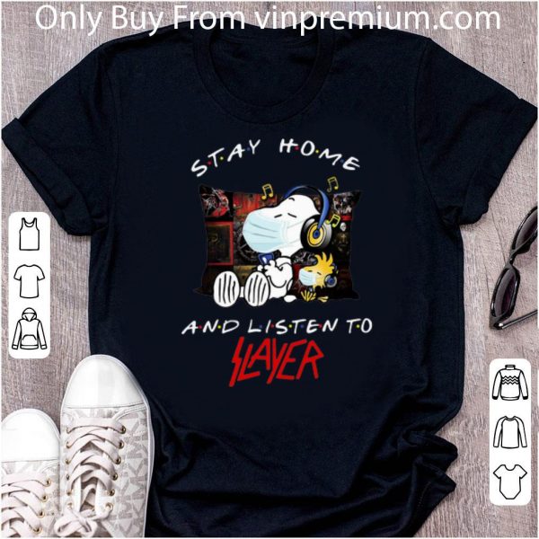 Great Snoopy And Woodstock Stay Home And Listen To Slayer shirt