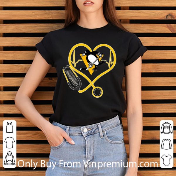 Official Pittsburgh Penguins Nurse Heart Stethoscope Heartbeat shirt