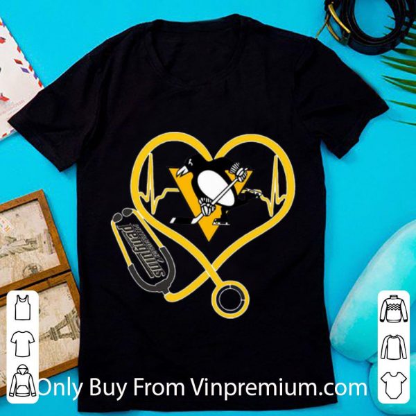 Official Pittsburgh Penguins Nurse Heart Stethoscope Heartbeat shirt