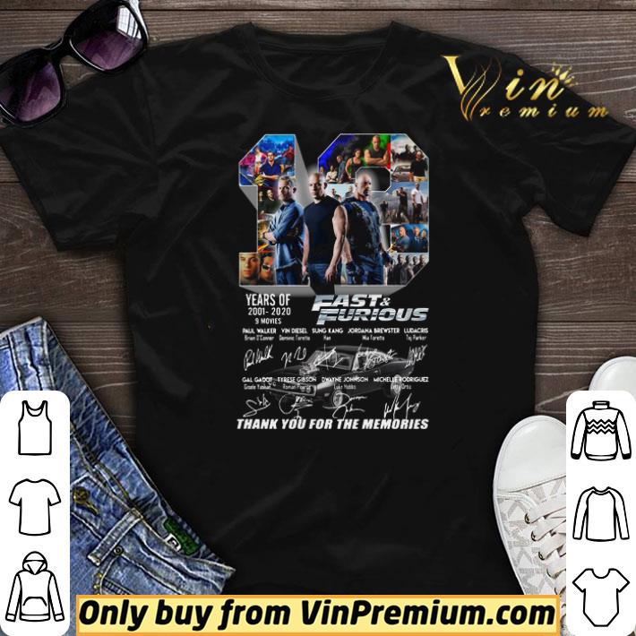 Fast And Furious 2001 2020 Thank You For The Memories shirt sweater