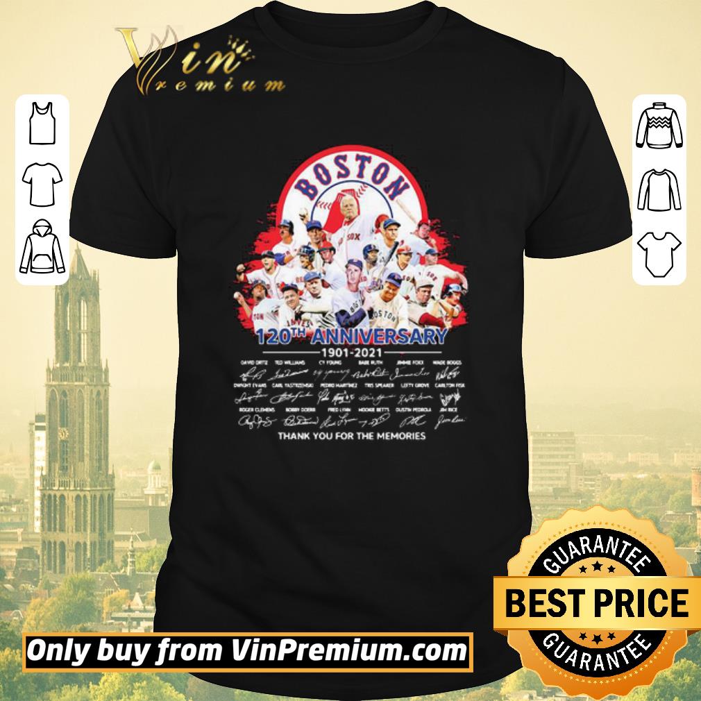Funny Boston red sox 120th anniversary thank you for the memories signatures shirt sweater