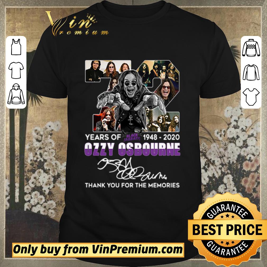 Nice 72 Years Of Black Sabbath 1948 2020 Ozzy Osbourne Thank You For The Memories shirt sweater
