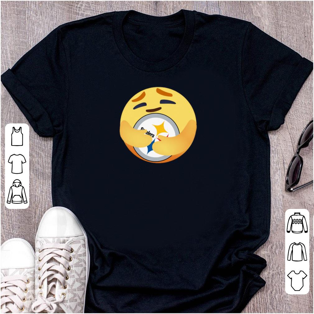 Nice Love The Pittsburgh Steelers Love Hug Care Emoji NFL Shirt