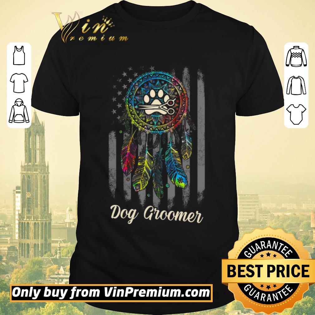 Top Dream Catcher Native Color Dog Groomer American Flag shirt sweater