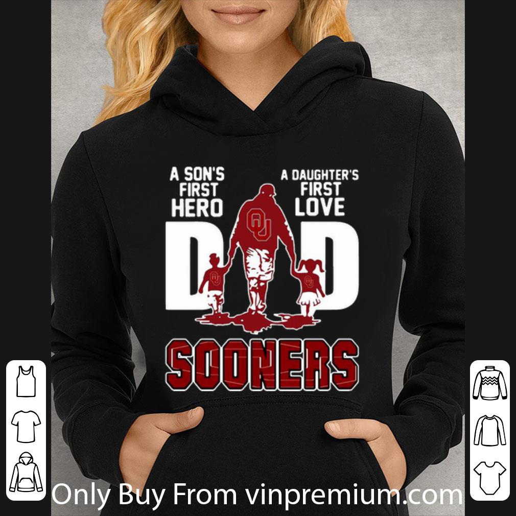 98d9aae0 premium dad a son s first hero a daughter s first love oklahoma sooner shirt 4 - Premium Dad A Son's First Hero A Daughter's First Love Oklahoma Sooner shirt