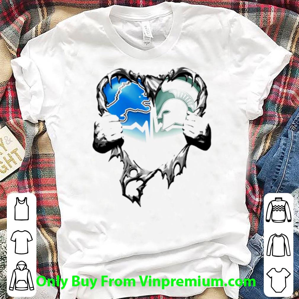 Nice Detroit Lions Vs Michigan State Spartans Blood Inside Me Heart shirt