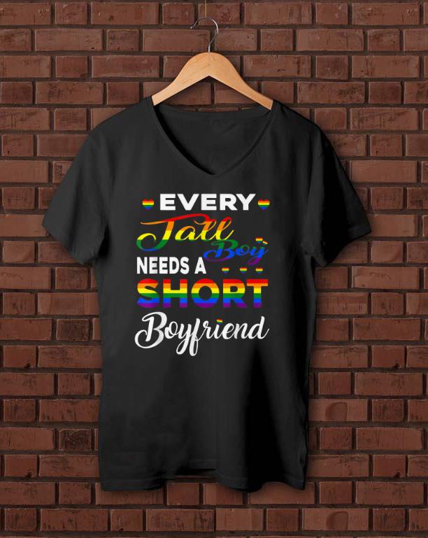 Premium Every Tall Boy Needs A Short Boyfriend Pride LGBT Flag Gifts Shirt