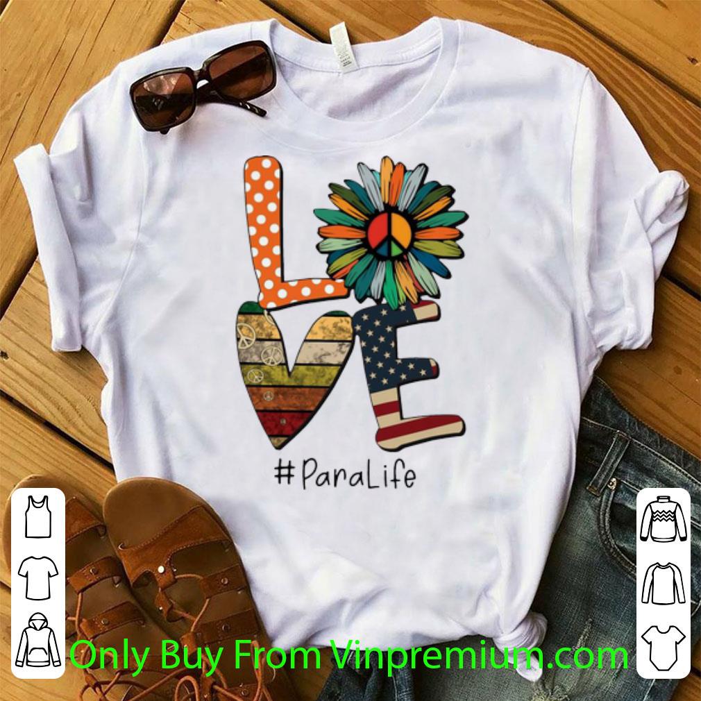 Top Love Hippie Sunflower American Flag Para Life shirt