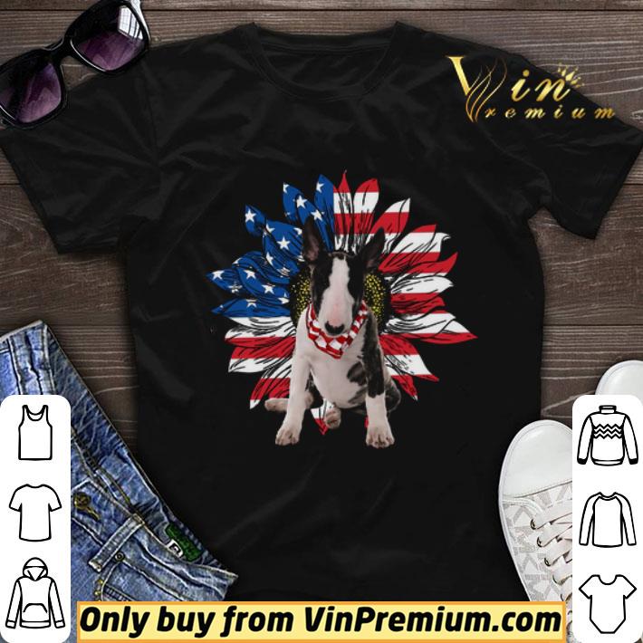 Bull Terrier Sunflowers American Flag shirt sweater