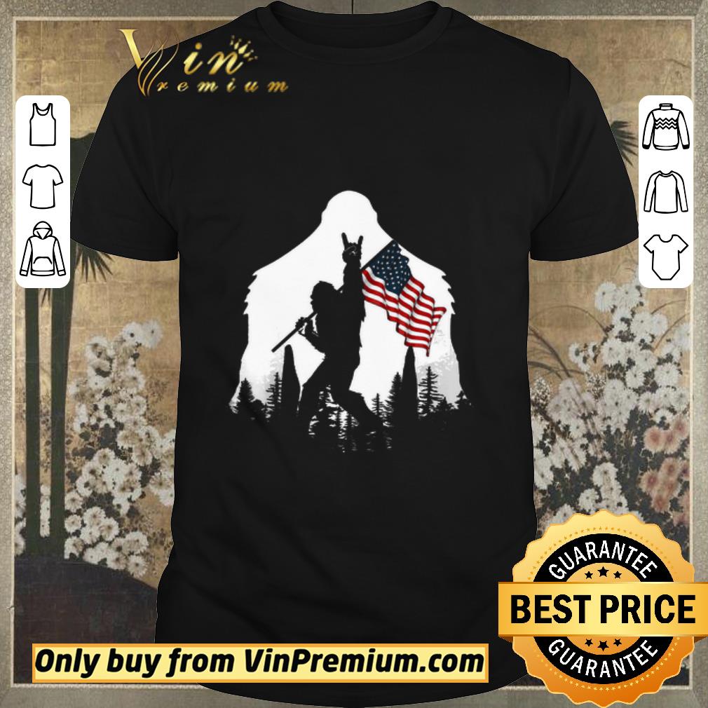Awesome Bigfoot American Flag In The Forest shirt sweater