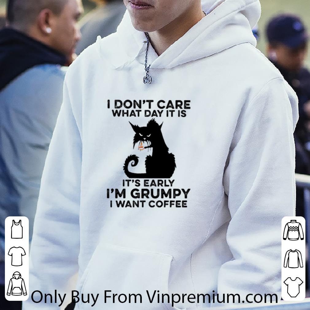 de8fdd2a hot black cat it s early i m grumpy i want coffee shirt 4 - Hot Black Cat It’s Early I’m Grumpy I Want Coffee shirt