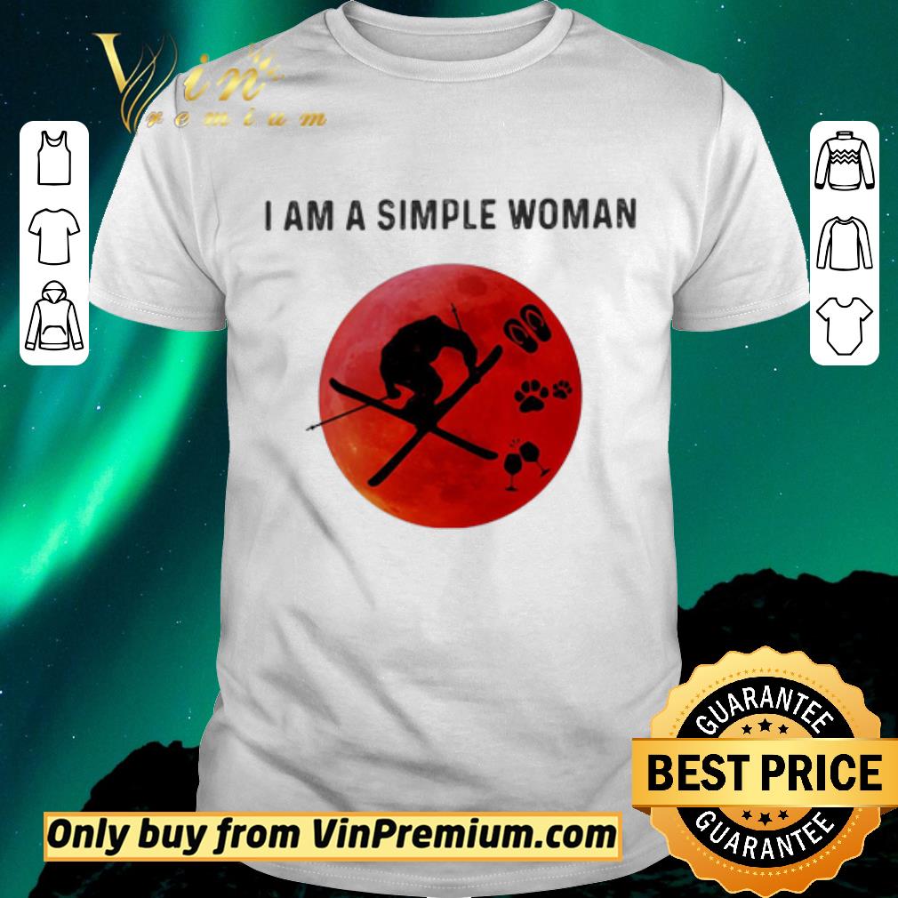 Funny I am a simple woman skiing paw wine shirt sweater