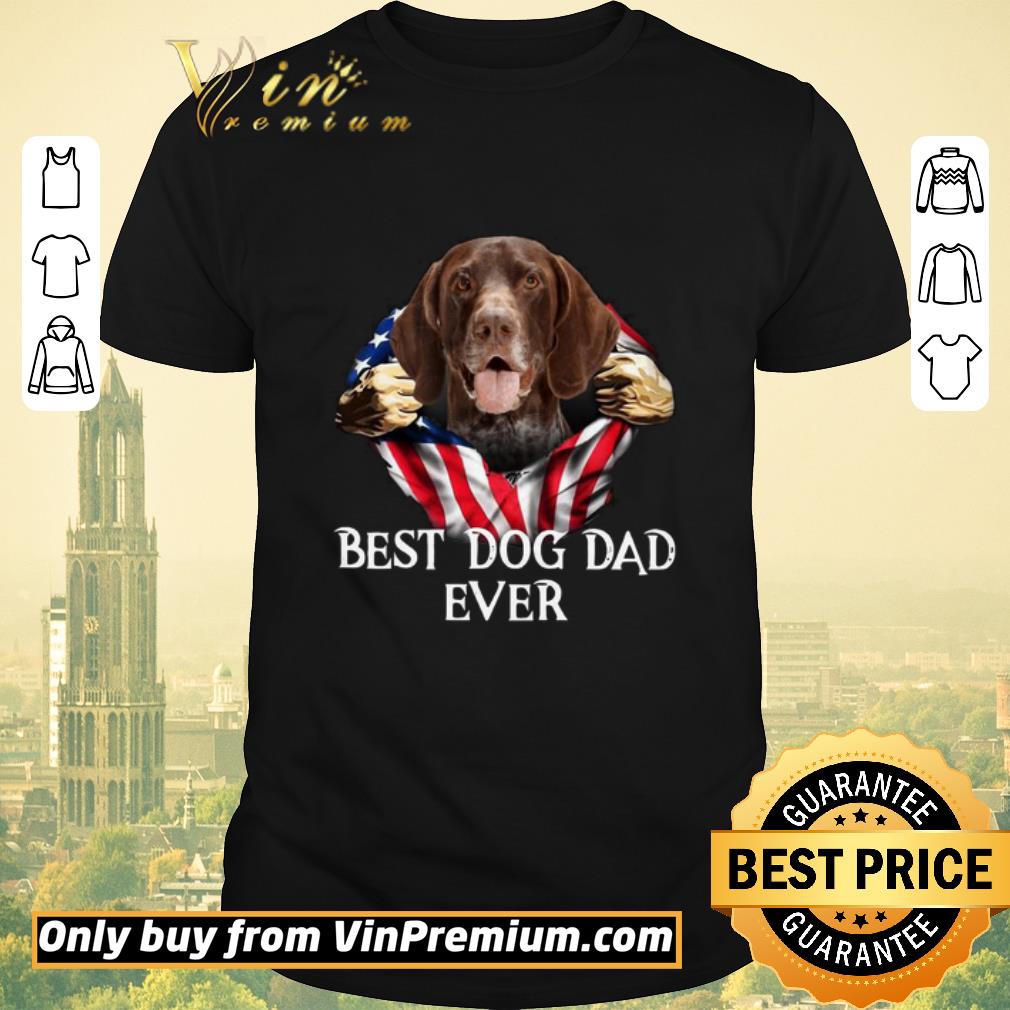 Awesome Blood Inside Me German Shorthaired Pointer Dog American Flag Best Dog Dad Ever shirt sweater